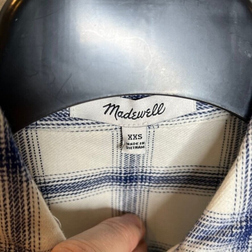 Madewell Womens Flannel Hartfield Crop Shirt Windowpane - Size XXS - Picture 5 of 7